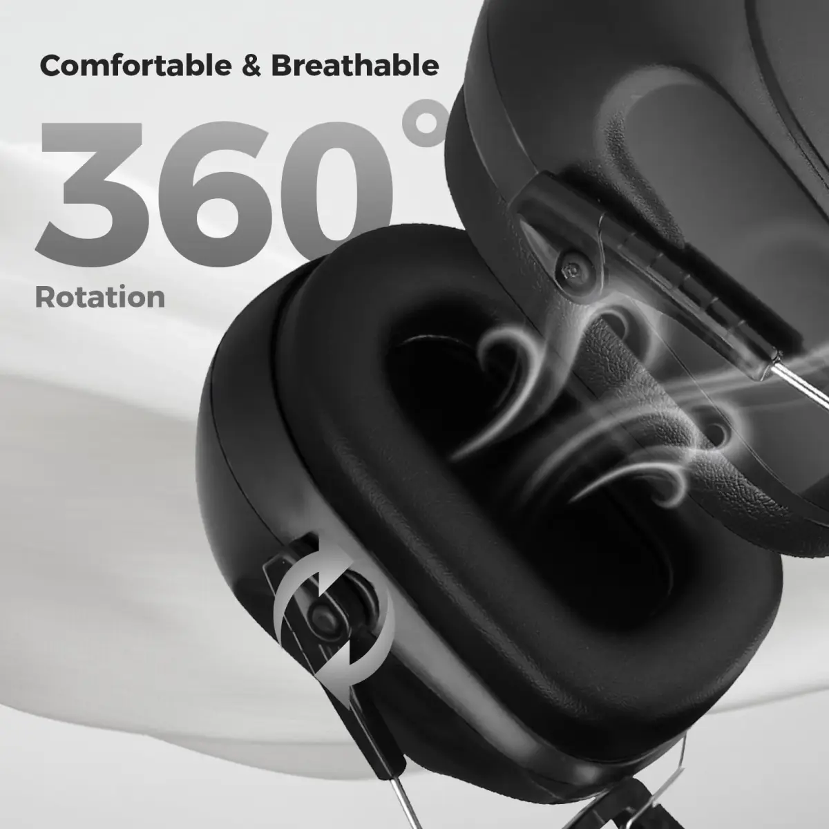 ProCase Hearing Protection Earmuffs NRR 28dB, Noise Cancelling Headphones (2-Pack, Black) | ANSI S3.19 Certified Passive Noise Reduction - view 4