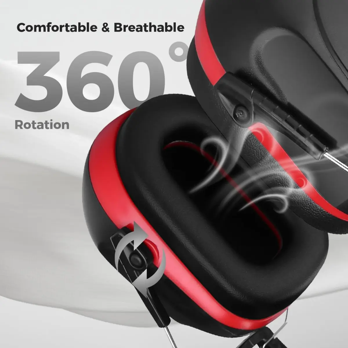 ProCase Hearing Protection Ear Muffs NRR 28dB, Noise Cancelling Headphones (2-Pack, Red) | ANSI S3.19 Certified Passive Noise Blocking - view 4