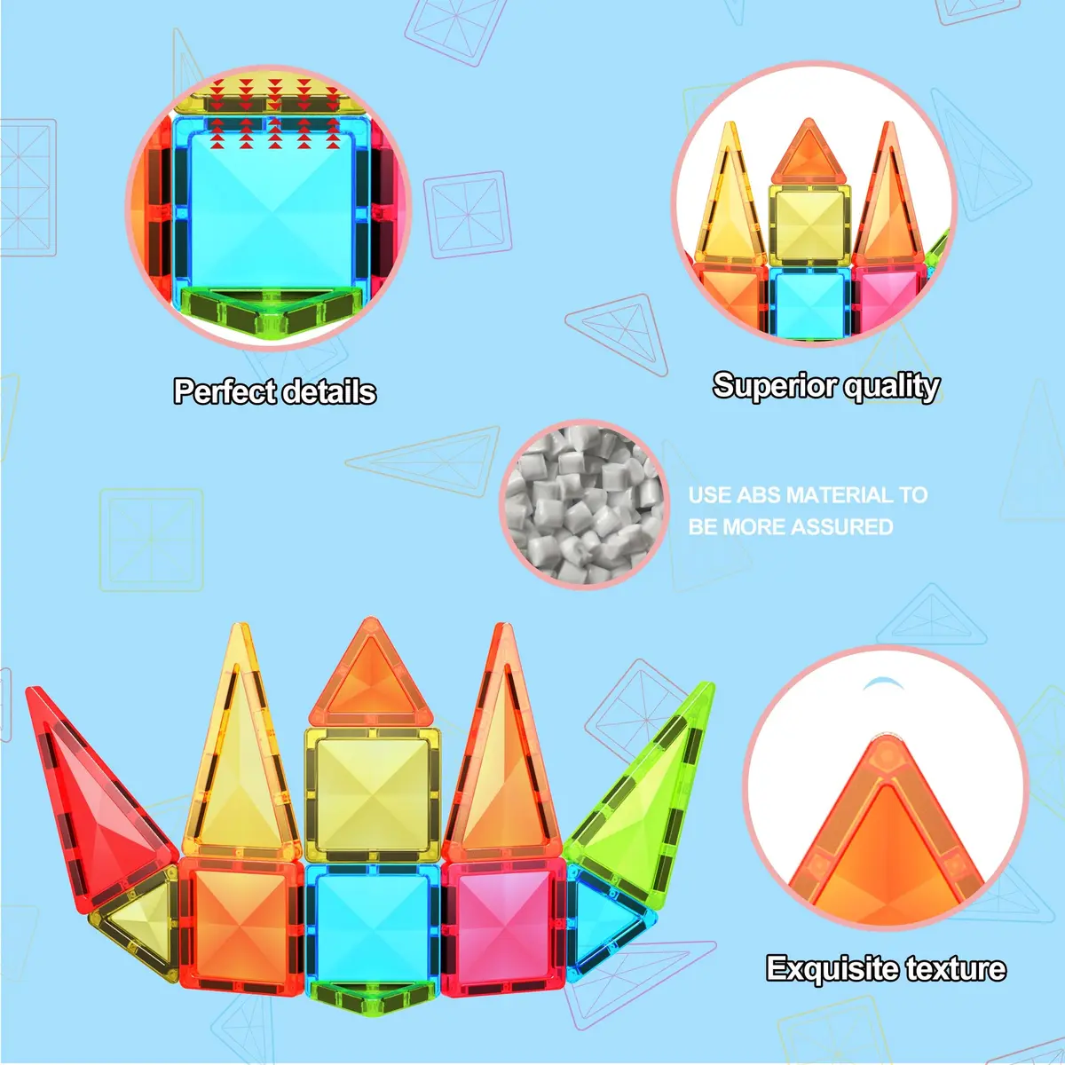 PicassoTiles Magnetic Tile 24pc Mini Diamond Set | Travel Size STEM Educational Toy for Kids 3+ - view 2