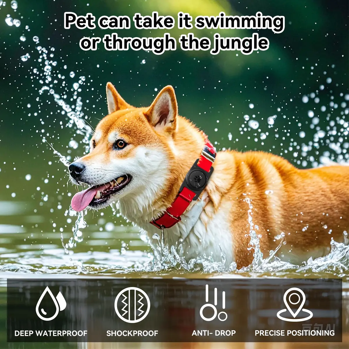 GOCII AirTag Dog Collar Holder 2 Pack, Waterproof Silicone AirTag Case for Apple AirTag (Gen 1 & 2) | Black - view 6