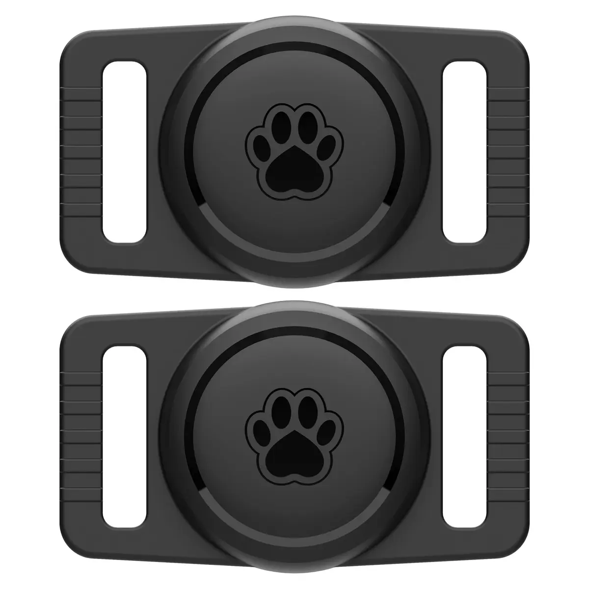 GOCII AirTag Dog Collar Holder 2 Pack, Waterproof Silicone AirTag Case for Apple AirTag (Gen 1 & 2) | Black - main product image