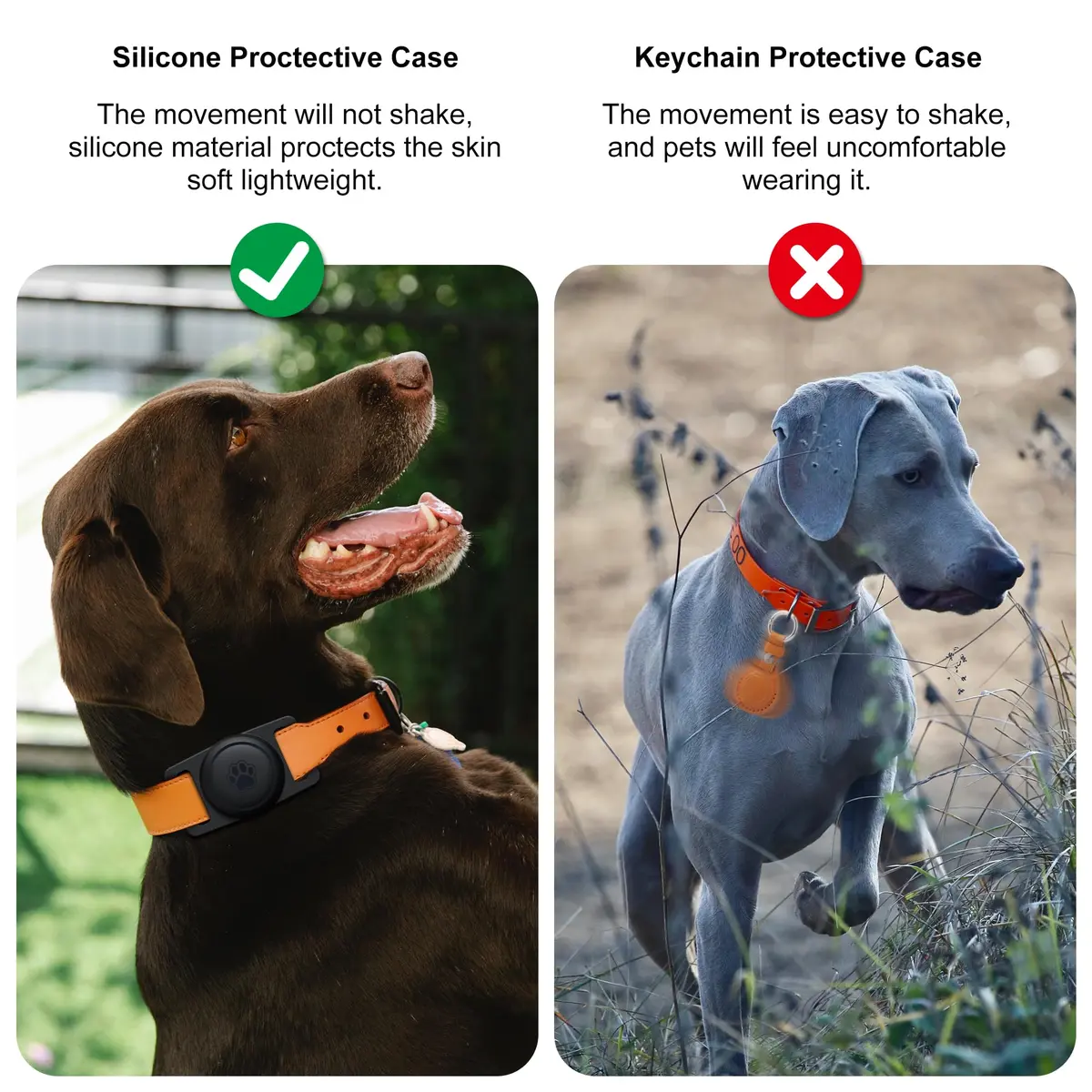 GOCII AirTag Dog Collar Holder 2 Pack, Waterproof Silicone AirTag Case for Apple AirTag (Gen 1 & 2) | Black - view 7