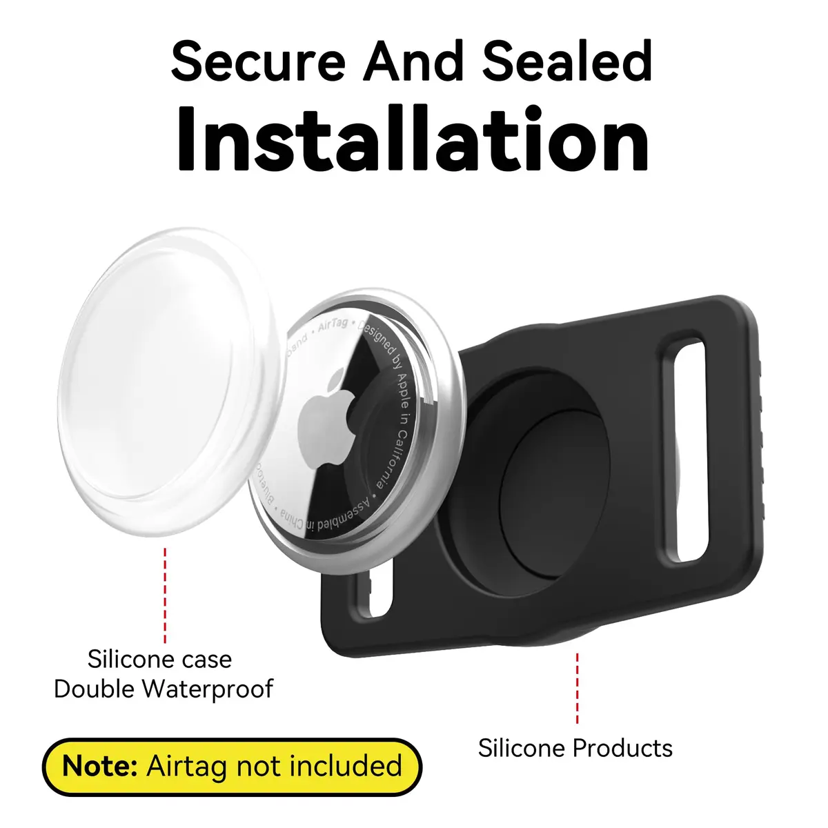 GOCII AirTag Dog Collar Holder 2 Pack, Waterproof Silicone AirTag Case for Apple AirTag (Gen 1 & 2) | Black - view 2