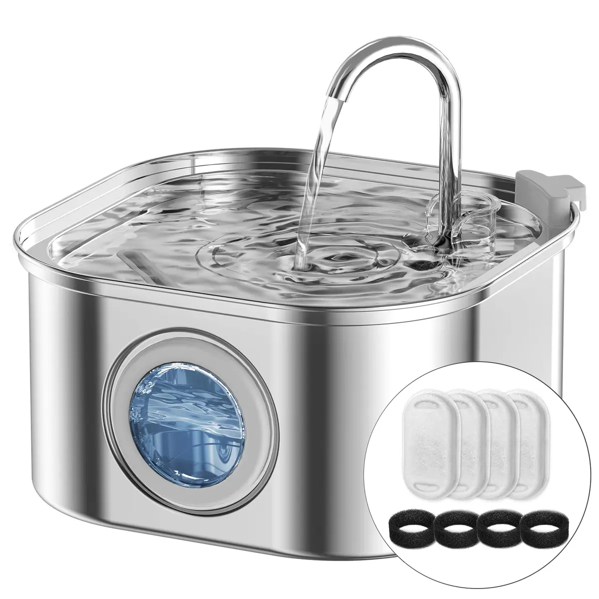 NautyPaws Cat Water Fountain Stainless Steel 3.2L | Quiet, Rust-Resistant Pet Water Dispenser - main product image