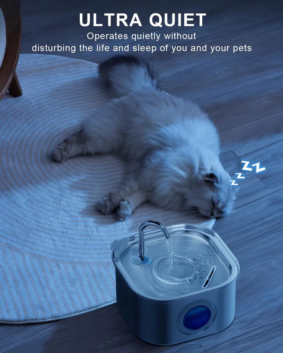 NautyPaws Cat Water Fountain Stainless Steel 3.2L | Quiet, Rust-Resistant Pet Water Dispenser - view 5