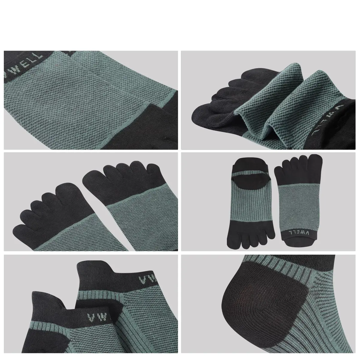 VWELL Cotton Toe Socks Five Finger Socks No Show Crew Athletic Running Socks 4 Pairs,Size 7-11 | Moisture Wicking & Breathable - view 5