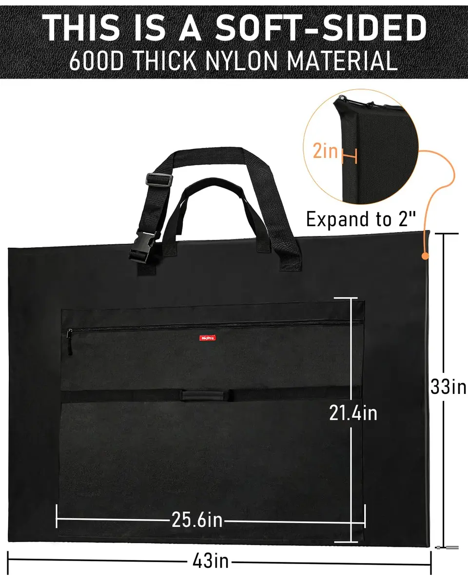 Nicpro Light Weight Art Portfolio Bag, 32x42” Waterproof Art Portfolio Case | Expandable, Tear-proof & Lightweight - view 2