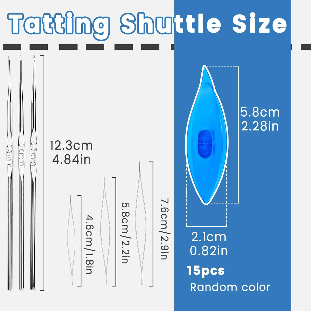 BUTUZE 15 PCS Tatting Shuttle Kit for Beginners | Durable Plastic & Beading Needles (15 pcs, Assorted Colors) - view 2