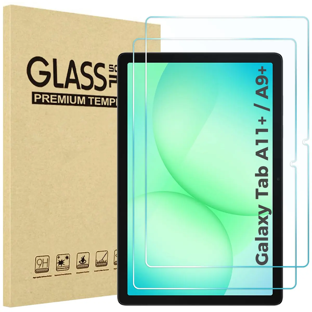 ProCase 2 Pack Screen Protector for Galaxy Tab A11 Plus/Tab A9 Plus | 9H Tempered Glass, HD Clarity, Bubble-Free - main product image