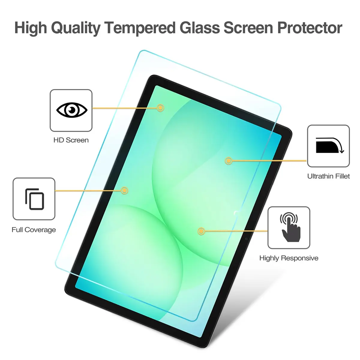 ProCase 2 Pack Screen Protector for Galaxy Tab A11 Plus/Tab A9 Plus | 9H Tempered Glass, HD Clarity, Bubble-Free - view 3