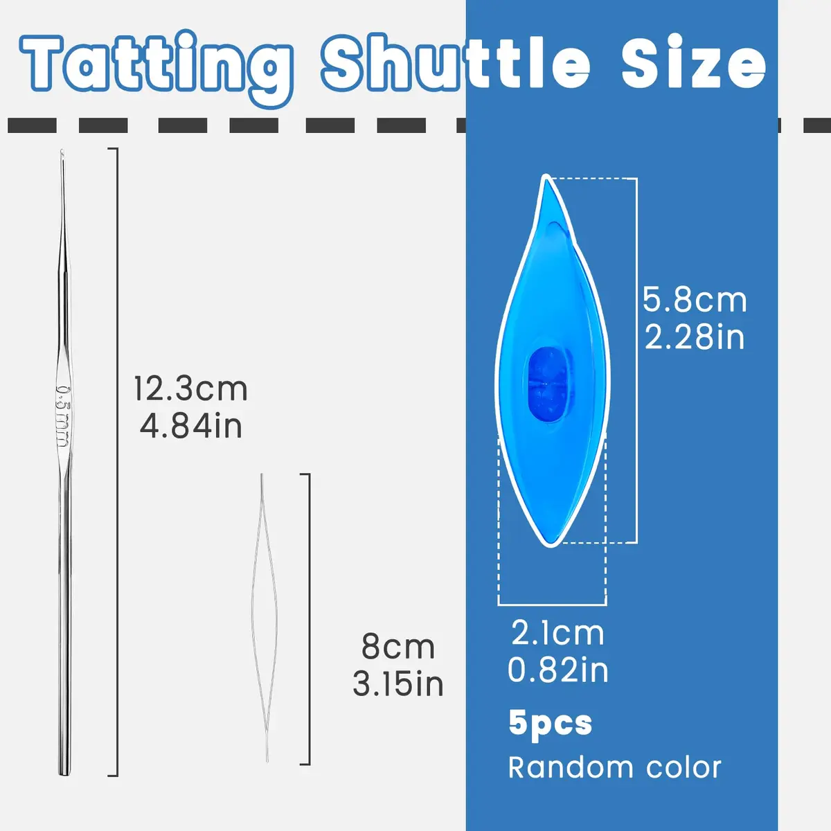 BUTUZE Tatting Shuttle Kit with Beading Needles & Crochet Hooks, 5 PCS Plastic Shuttle 8.1 cm (3.15 in) | DIY Hand Lacemaking Craft Tool - view 2