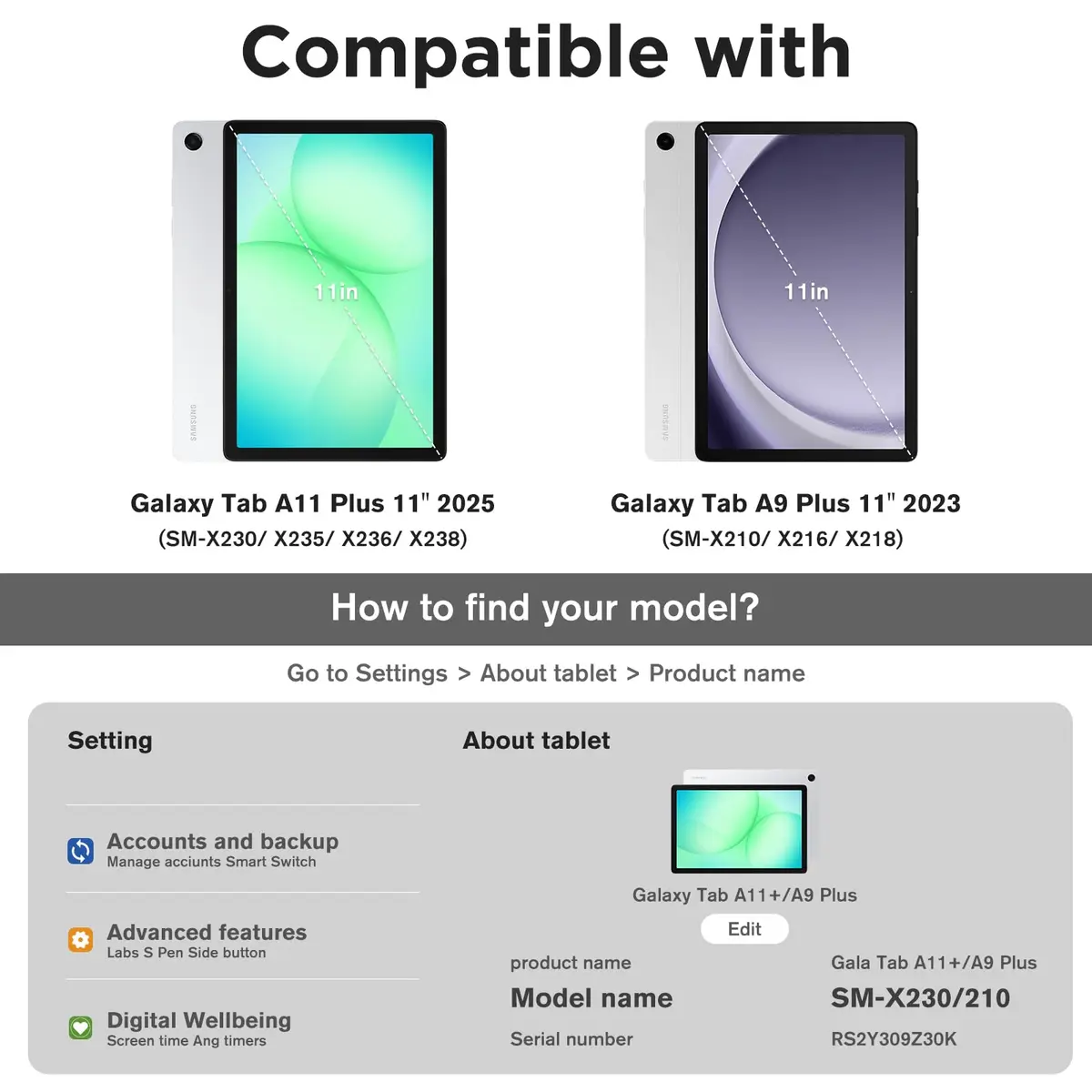 ProCase Tempered Glass Screen Protector for Samsung Galaxy Tab A9+ 11 Inch | 9H Hardness, HD Clear, Bubble-Free Installation - view 2