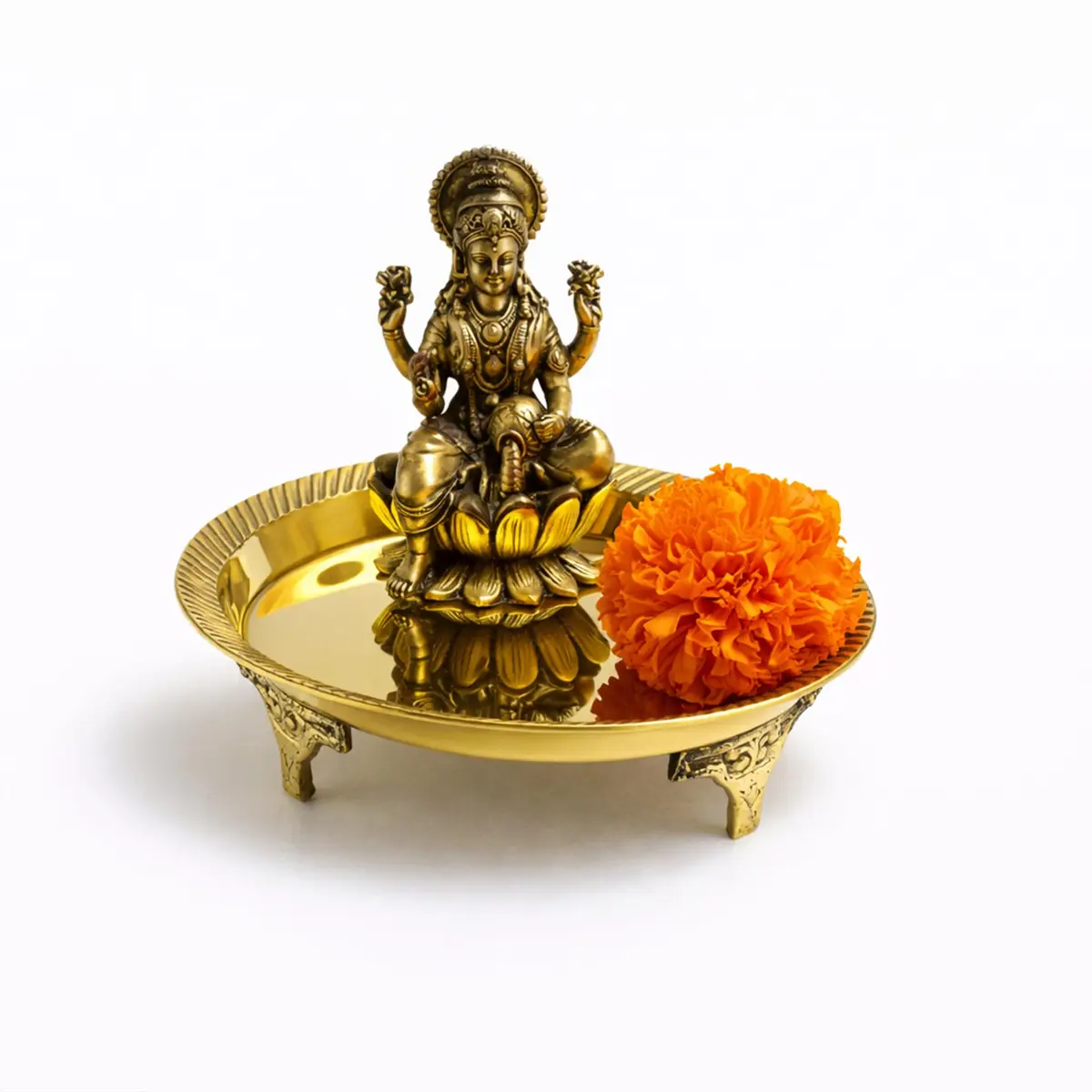 Putrika Traditional Brass Mukali Stool | Handmade Indian Pooja Stand (12.5cm x 3cm) | Heritage Brass Decor - view 5