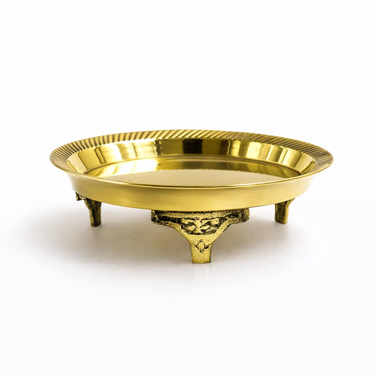 Putrika Traditional Brass Mukali Stool | Handmade Indian Pooja Stand (12.5cm x 3cm) | Heritage Brass Decor - view 3