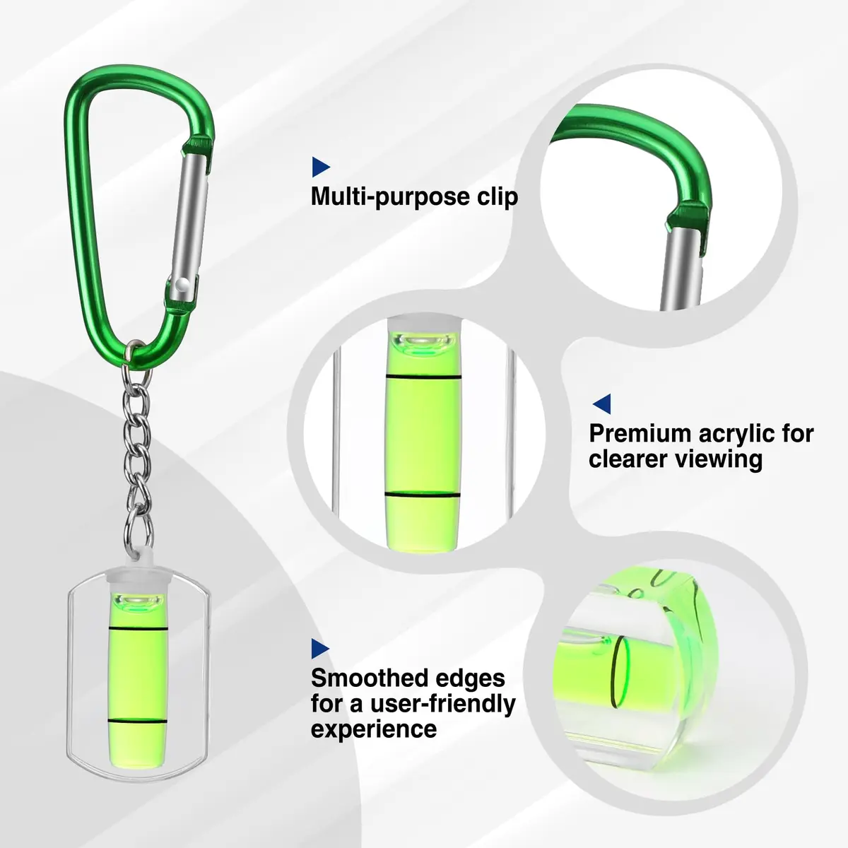 WORKPRO 3-Pack Mini Pocket Tool Spirit Level with Keychain | Accurate Bubble Level for Picture Hanging & Layout - view 2
