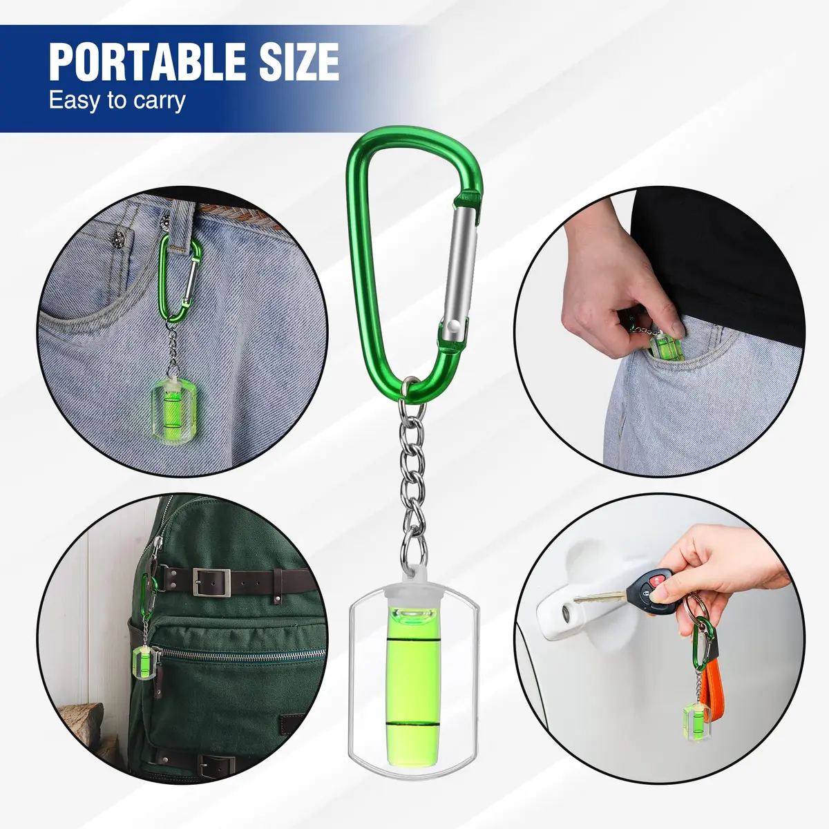 WORKPRO 3-Pack Mini Pocket Tool Spirit Level with Keychain | Accurate Bubble Level for Picture Hanging & Layout - view 4