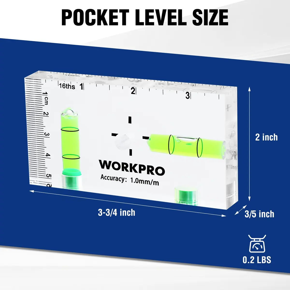 WORKPRO 3-3/4 Inch Mini Magnetic Pocket Level Tool | Compact, Accurate, Magnetic for DIY & Professionals - view 2
