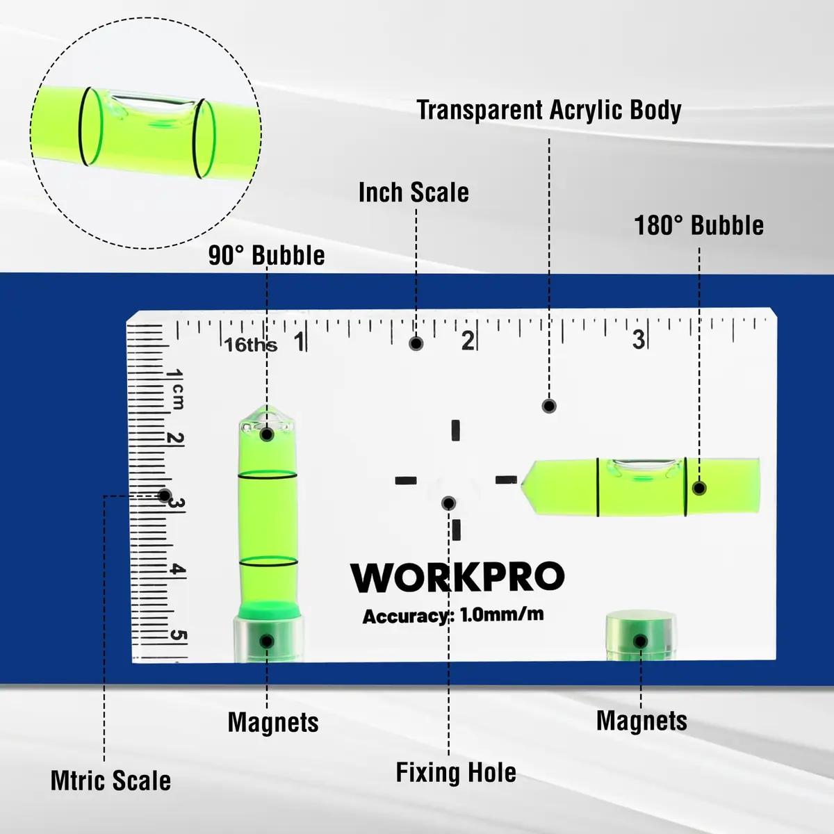 WORKPRO 3-3/4 Inch Mini Magnetic Pocket Level Tool | Compact, Accurate, Magnetic for DIY & Professionals - view 3