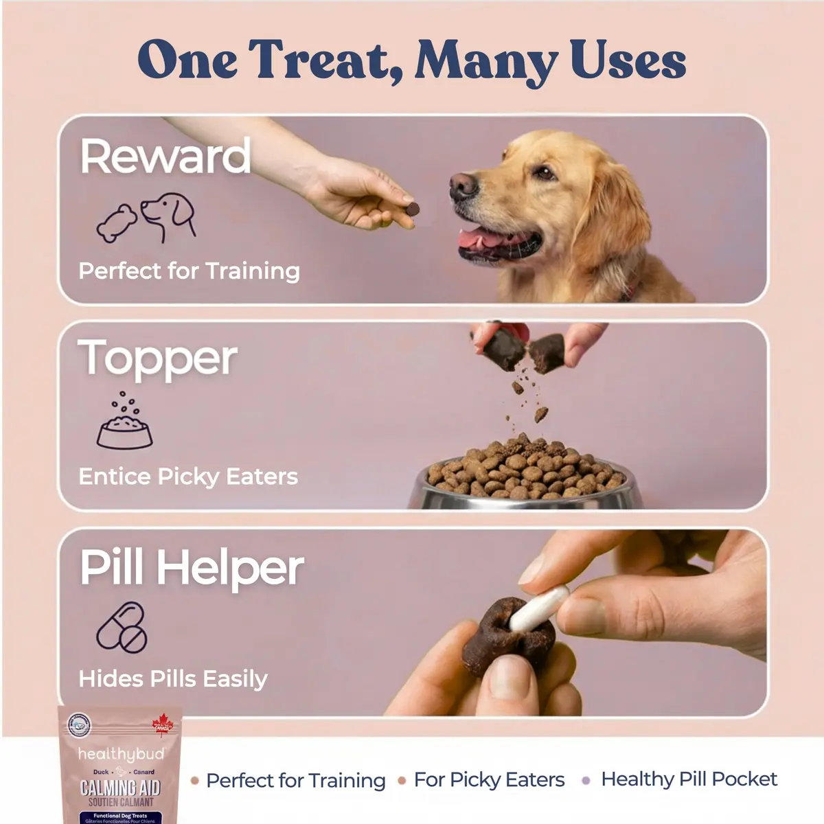 healthybud Calming Aid, Duck Dog Treats & Toppers 4.6oz | Stress & Anxiety Relief for Dogs - view 5