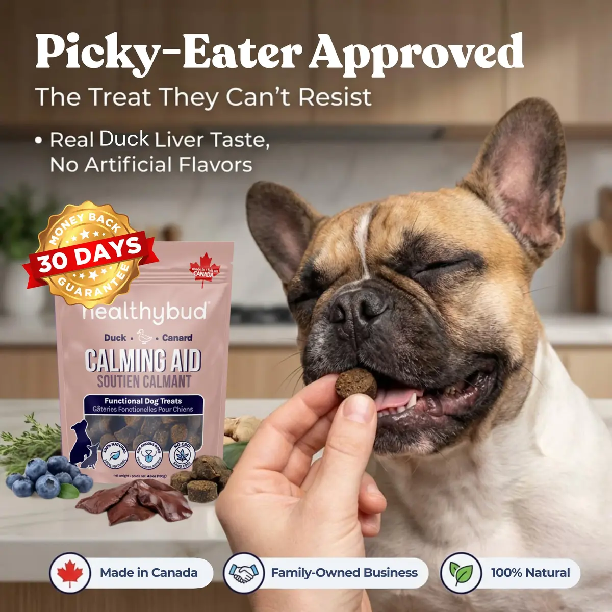healthybud Calming Aid, Duck Dog Treats & Toppers 4.6oz | Stress & Anxiety Relief for Dogs - view 6