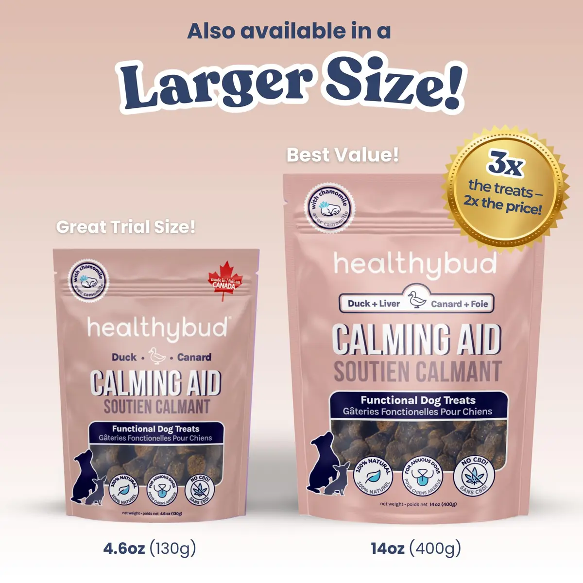 healthybud Calming Aid, Duck Dog Treats & Toppers 4.6oz | Stress & Anxiety Relief for Dogs - view 8