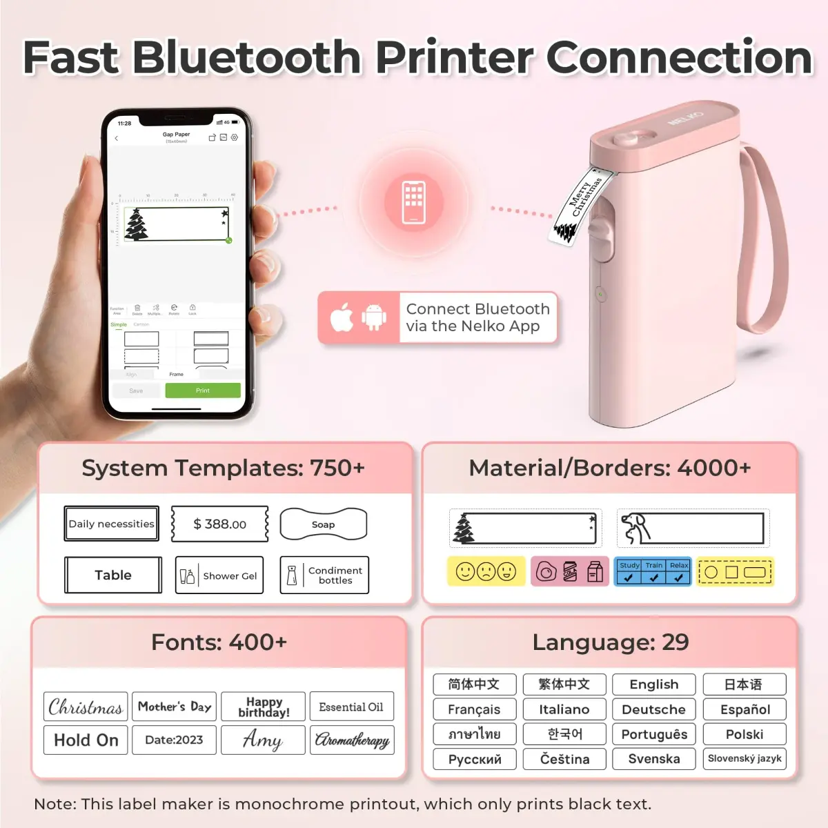 Nelko P21 Bluetooth Label Maker Machine with Tape | Portable Wireless Mini Label Printer - view 2