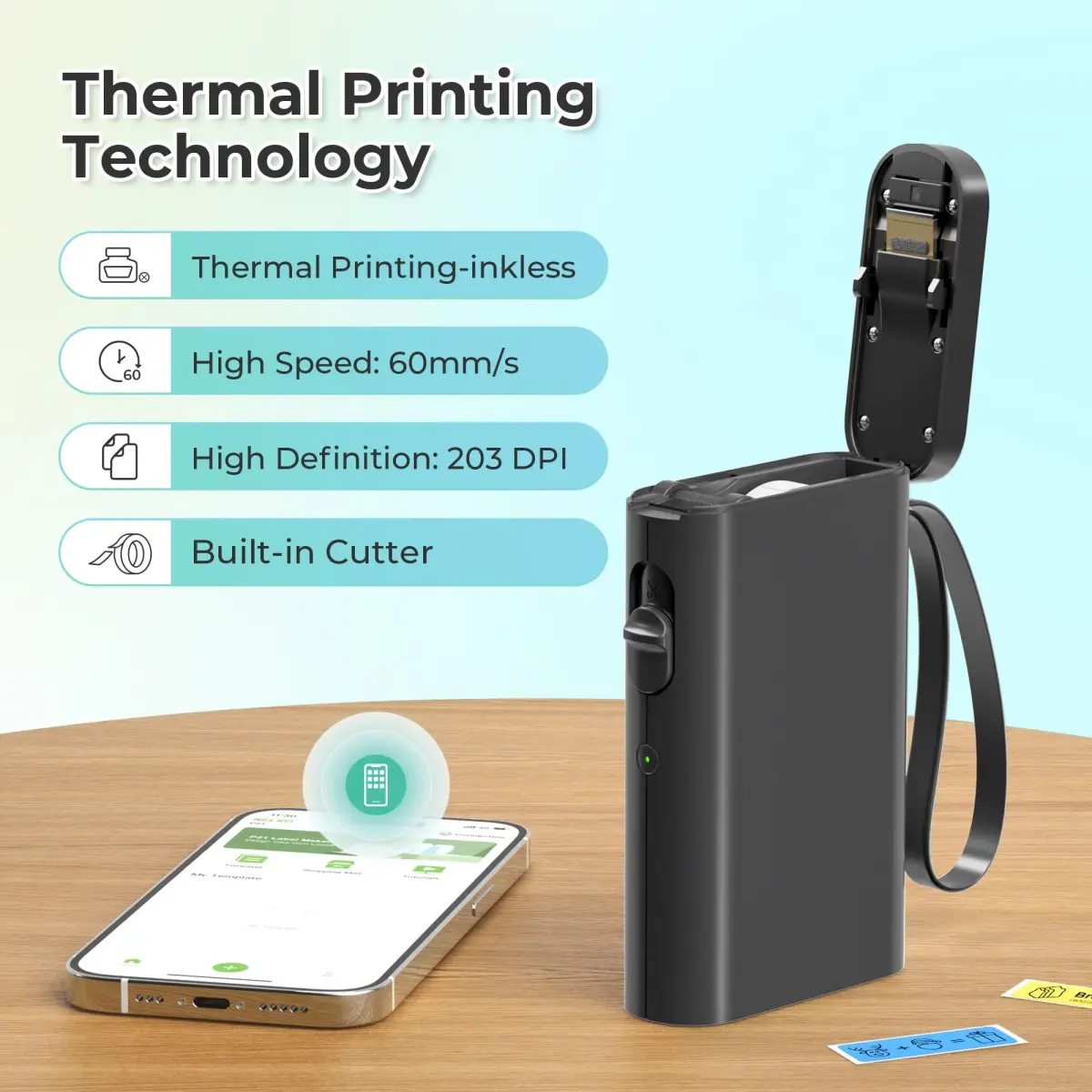 Nelko P21 Bluetooth Label Maker | 203 DPI High-Resolution Portable Printer - view 5