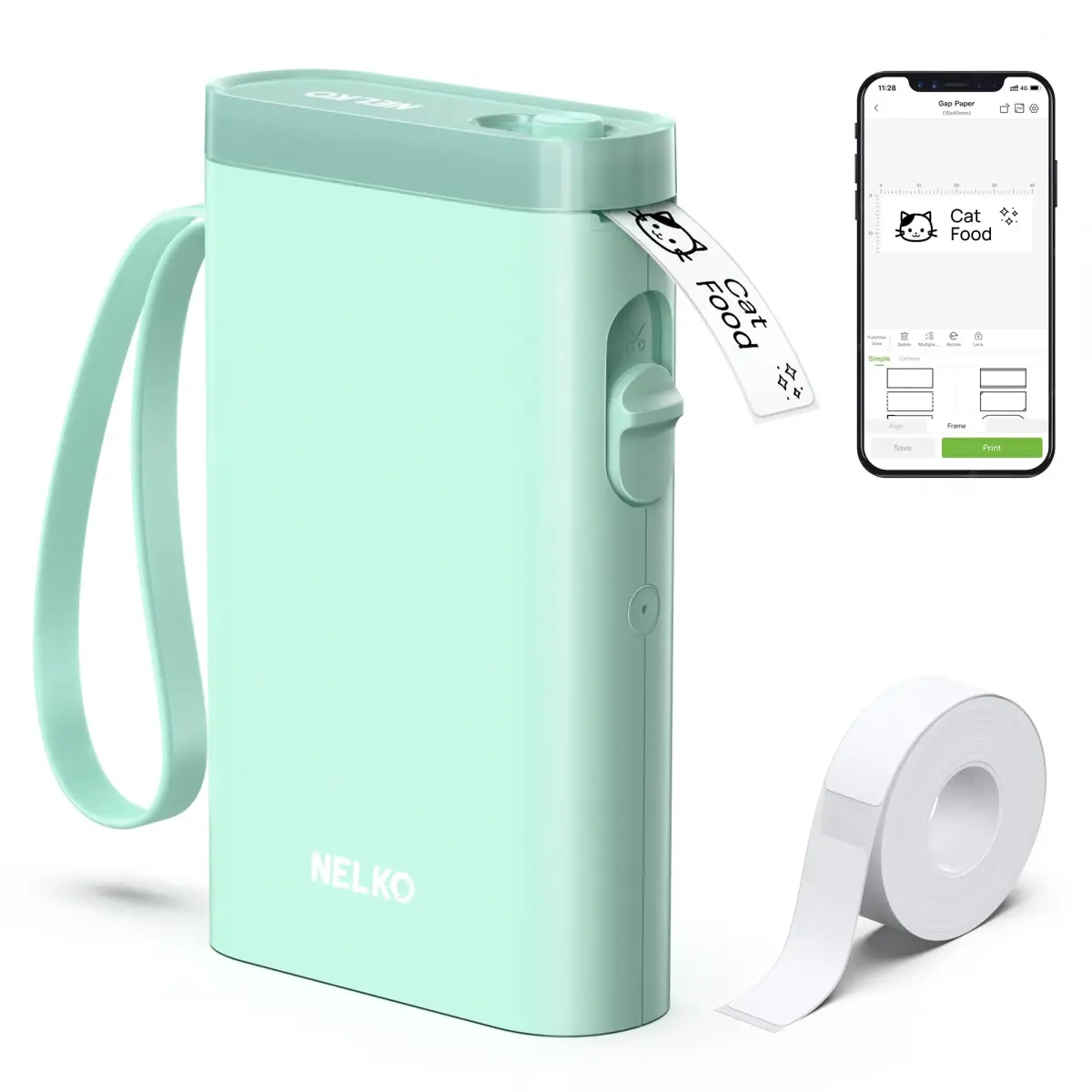 Nelko P21 Bluetooth Label Maker Machine with Tape, Green | Portable, Inkless Printing, 203 DPI - main product image