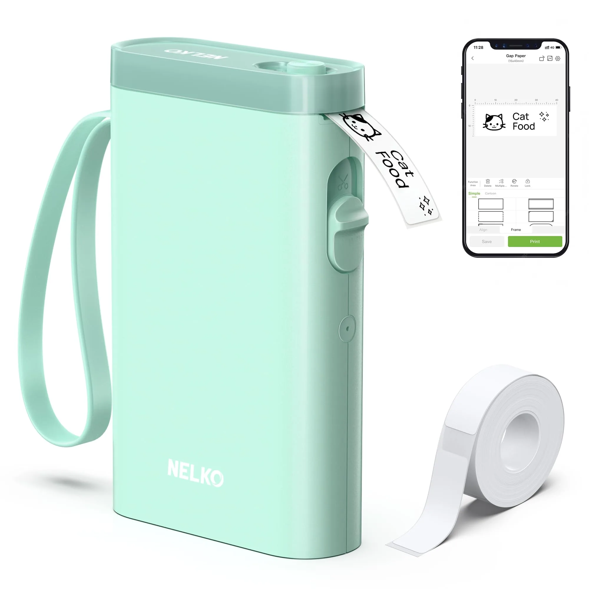 Nelko P21 Bluetooth Label Maker with Tape, Mini Wireless Label Printer, Green | Pocket-Sized Organizer for Home & Office - main product image