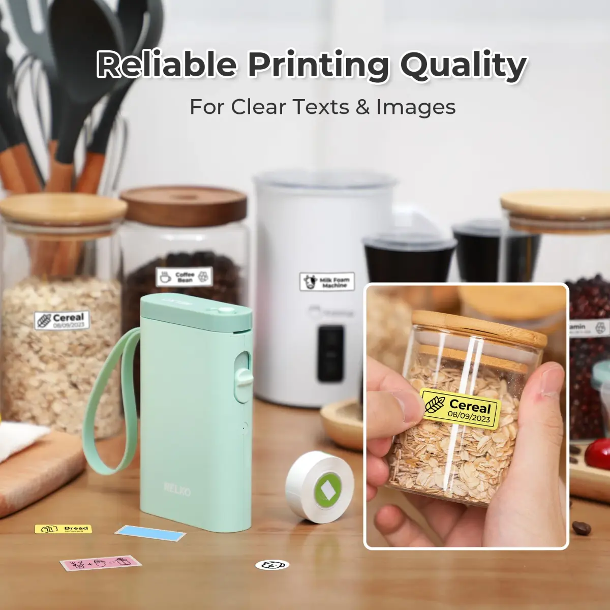 Nelko P21 Bluetooth Label Maker Machine with Tape, Green | Portable, Inkless Printing, 203 DPI - view 6