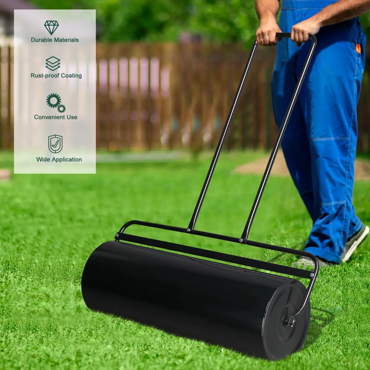 Outvita Lawn Roller, 17 Gallons, Water & Sand Filled | Durable Steel, Easy to Use, 138cm - view 5