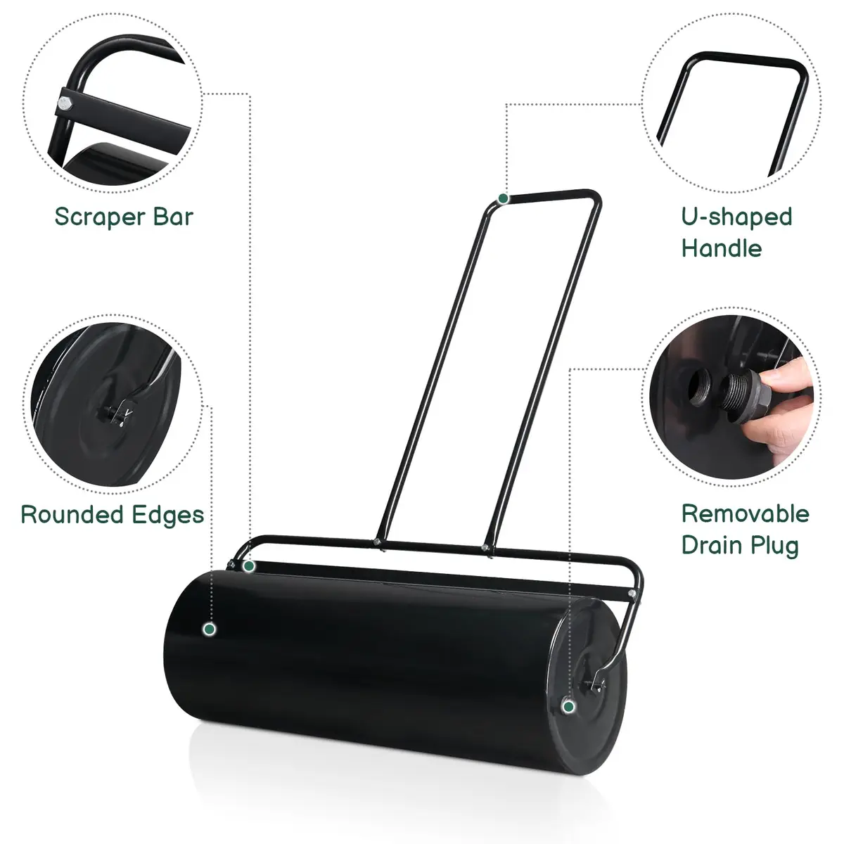 Outvita Lawn Roller, 17 Gallons, Water & Sand Filled | Durable Steel, Easy to Use, 138cm - view 4