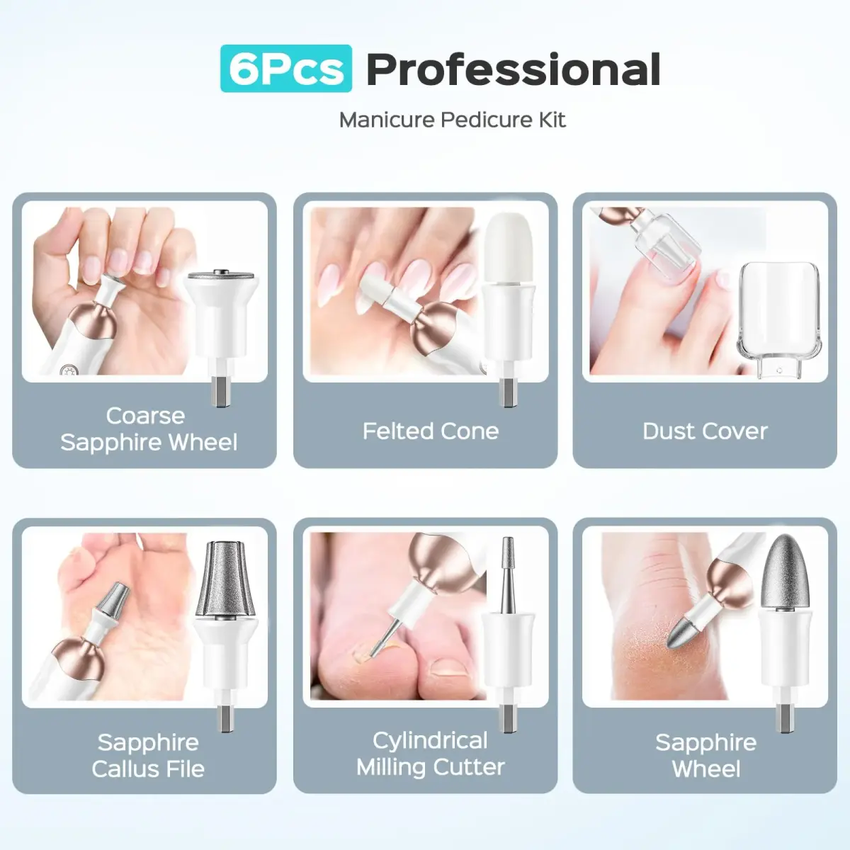 COSLUS C43 Professional Manicure Pedicure Kit with Upgrade Standard Grinder | 5 Speeds, 5000 RPM, Cordless - view 6