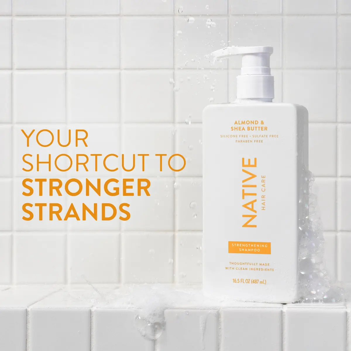 Native Almond & Shea Butter Strengthening Shampoo and Conditioner Set — 490ml (16.5 fl oz each, Pack of 2) | For All Hair Types, Color-Treated, Fine to Dry Damaged Hair - view 2