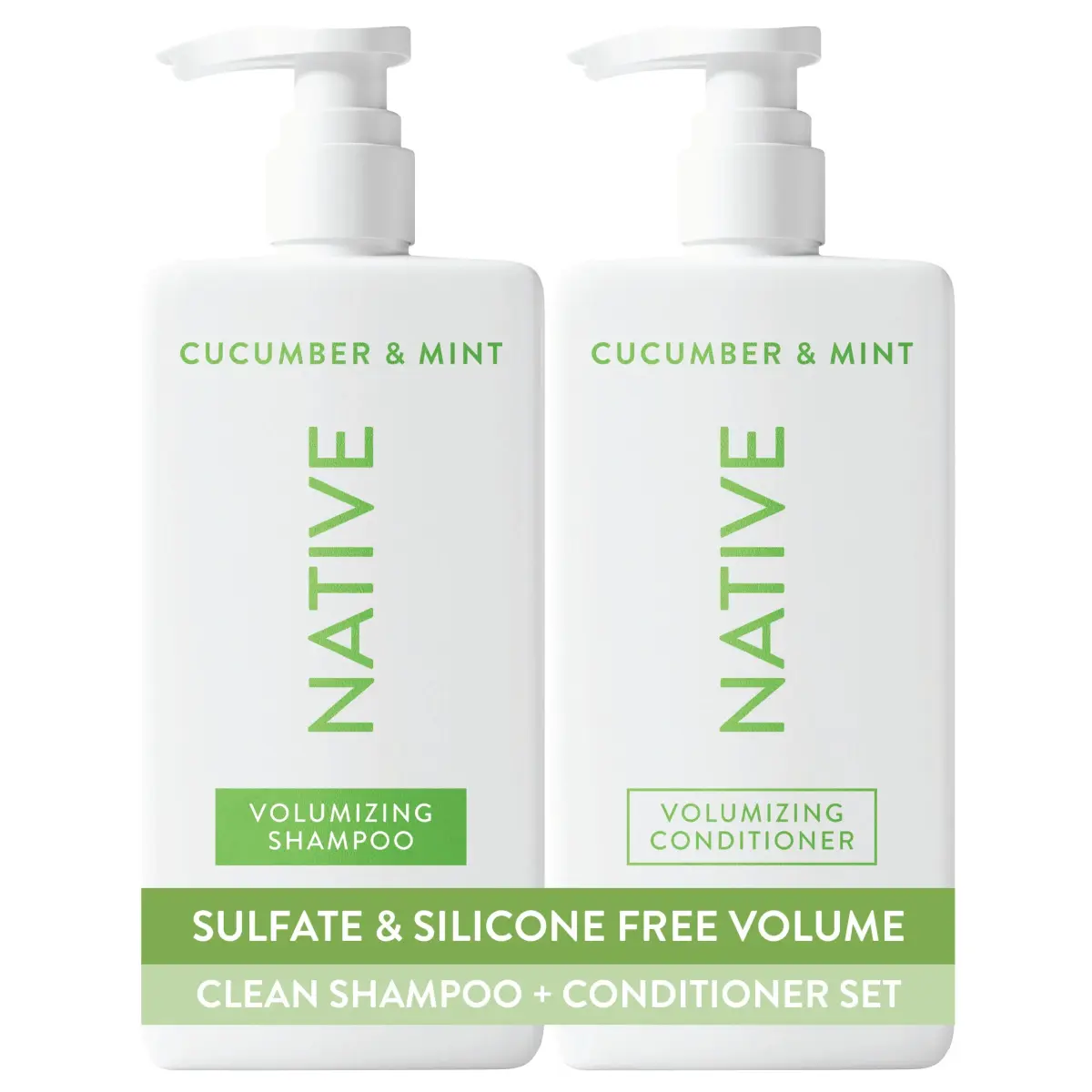 Native Cucumber & Mint Shampoo and Conditioner Set | Volumizing, Sulfate-Free, 16.5 fl oz each (2-Pack) - main product image
