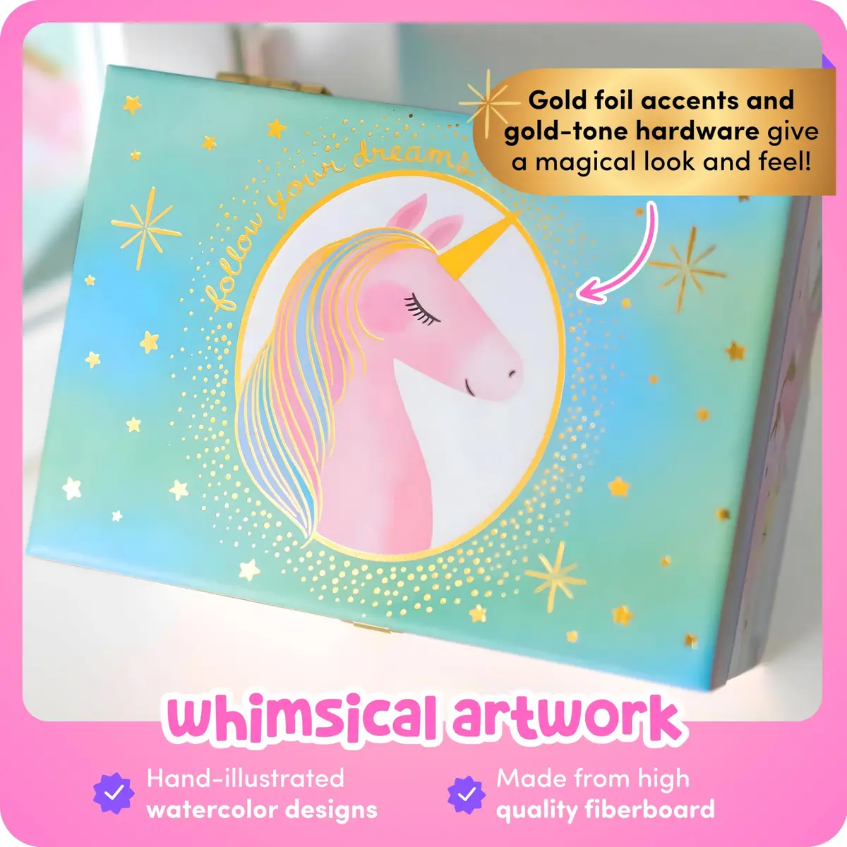 Giggle & Honey Musical Unicorn Jewelry Box for Girls, 17.1 x 13.3 x 15.2 cm | Dancing Unicorn Figure - view 8