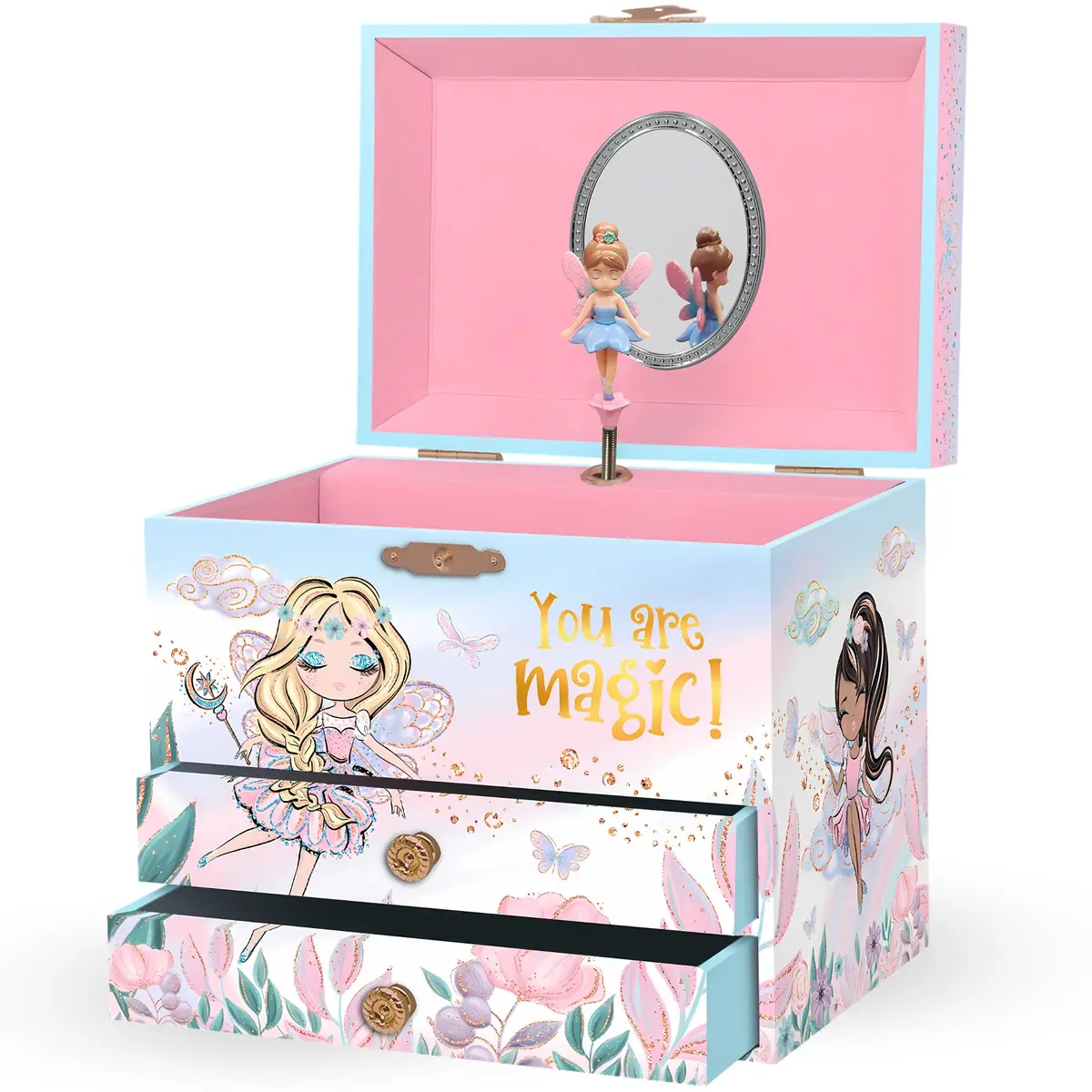 Giggle & Honey Musical Fairy Jewelry Box for Girls 17cm (6.75 in) | Plays 'Dance of the Sugar Plum Fairy' - main product image