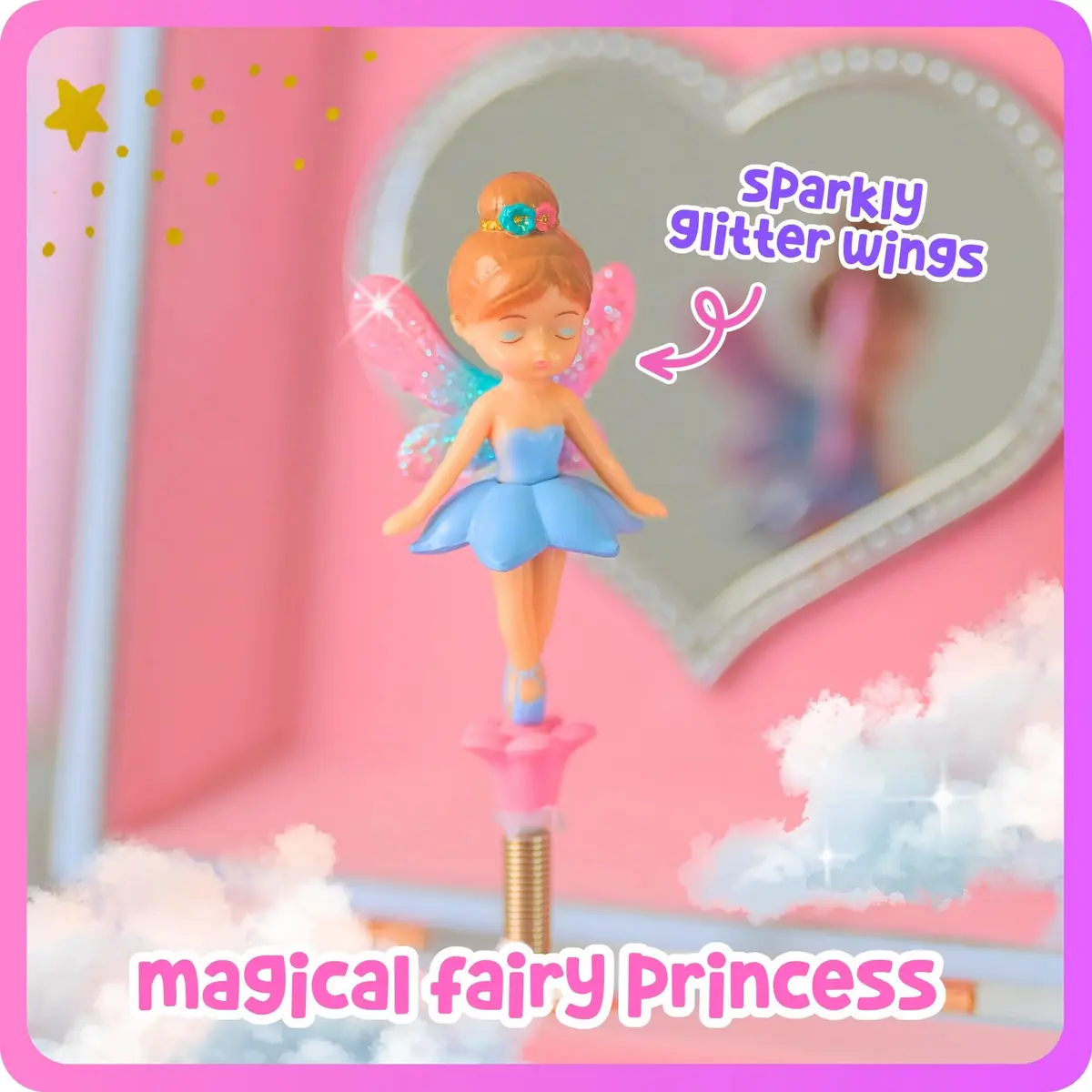 Giggle & Honey Musical Fairy Jewelry Box for Girls 17cm (6.75 in) | Plays 'Dance of the Sugar Plum Fairy' - view 5