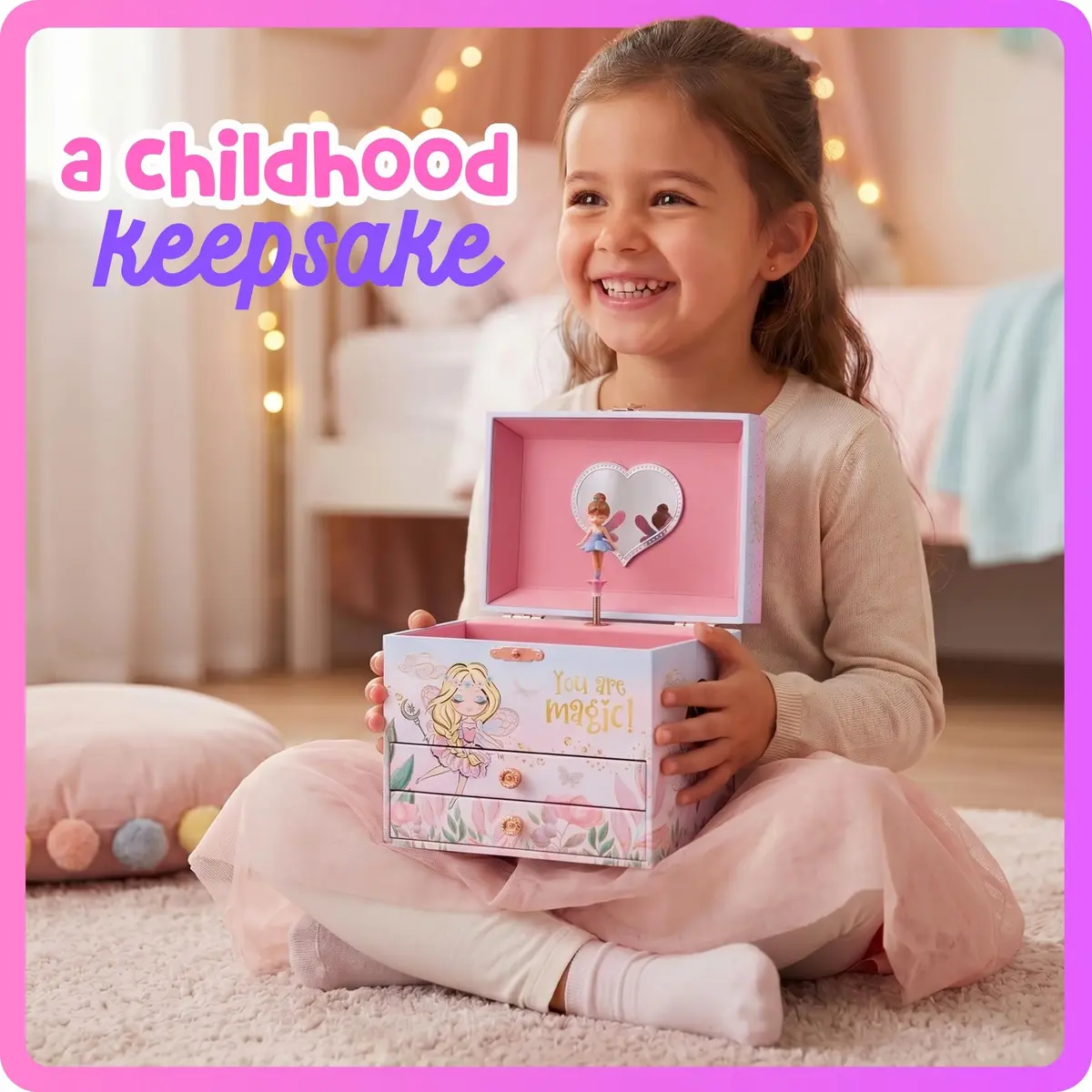 Giggle & Honey Musical Fairy Jewelry Box for Girls 17cm (6.75 in) | Plays 'Dance of the Sugar Plum Fairy' - view 3