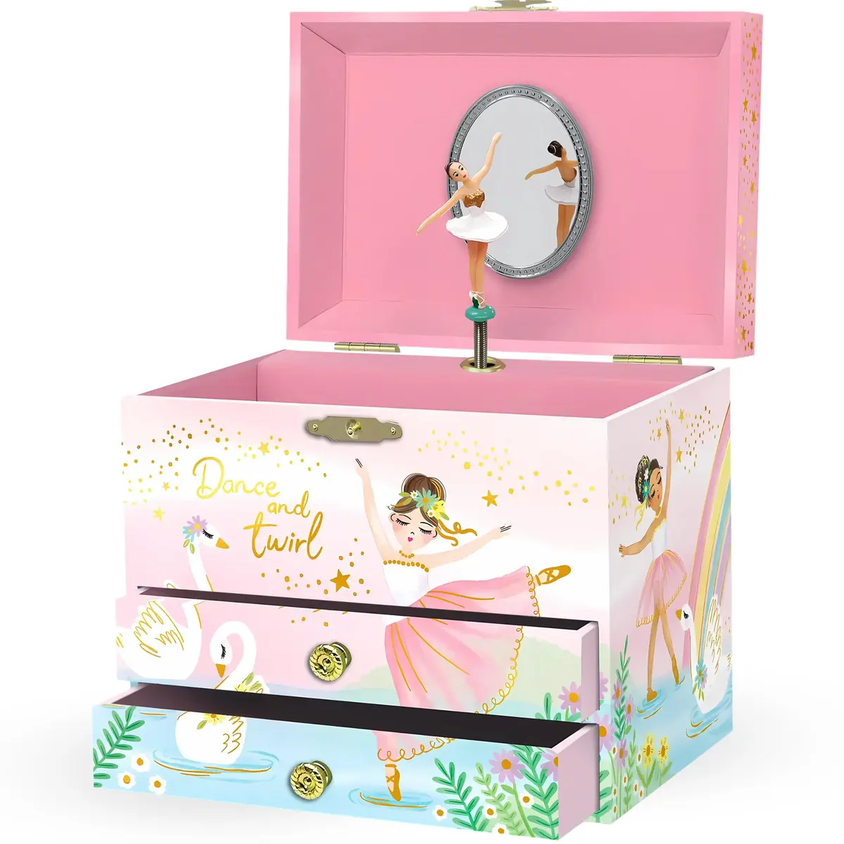 Giggle & Honey Musical Ballerina Jewelry Box for Girls, 16.9cm x 13.5cm x 15.2cm (6.75 x 5.25 x 6 in) | Twirling Ballerina Music Box for Kids Ages 3-10 - main product image