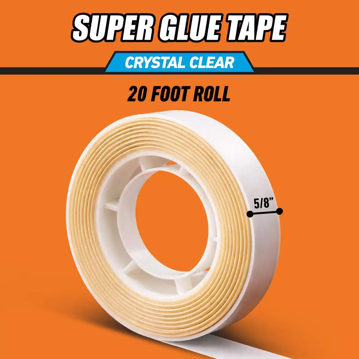 GORILLA Super Glue Tape High Tack Double Sided Clear 5/8in x 20ft | Permanent Adhesive for Wood, Metal, Fabric, Glass, Tile, Plastic - view 5