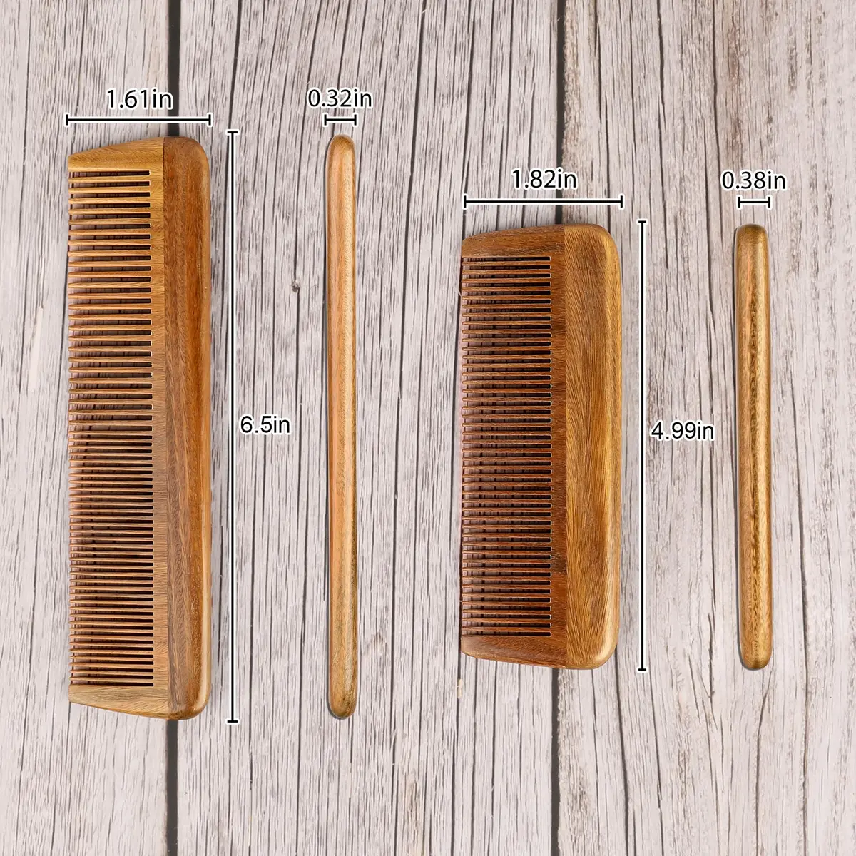 Onedor Wooden Comb Personalized Sandalwood Comb for Men | Anti-Static, Handcrafted, Compact with Leather Case - view 2