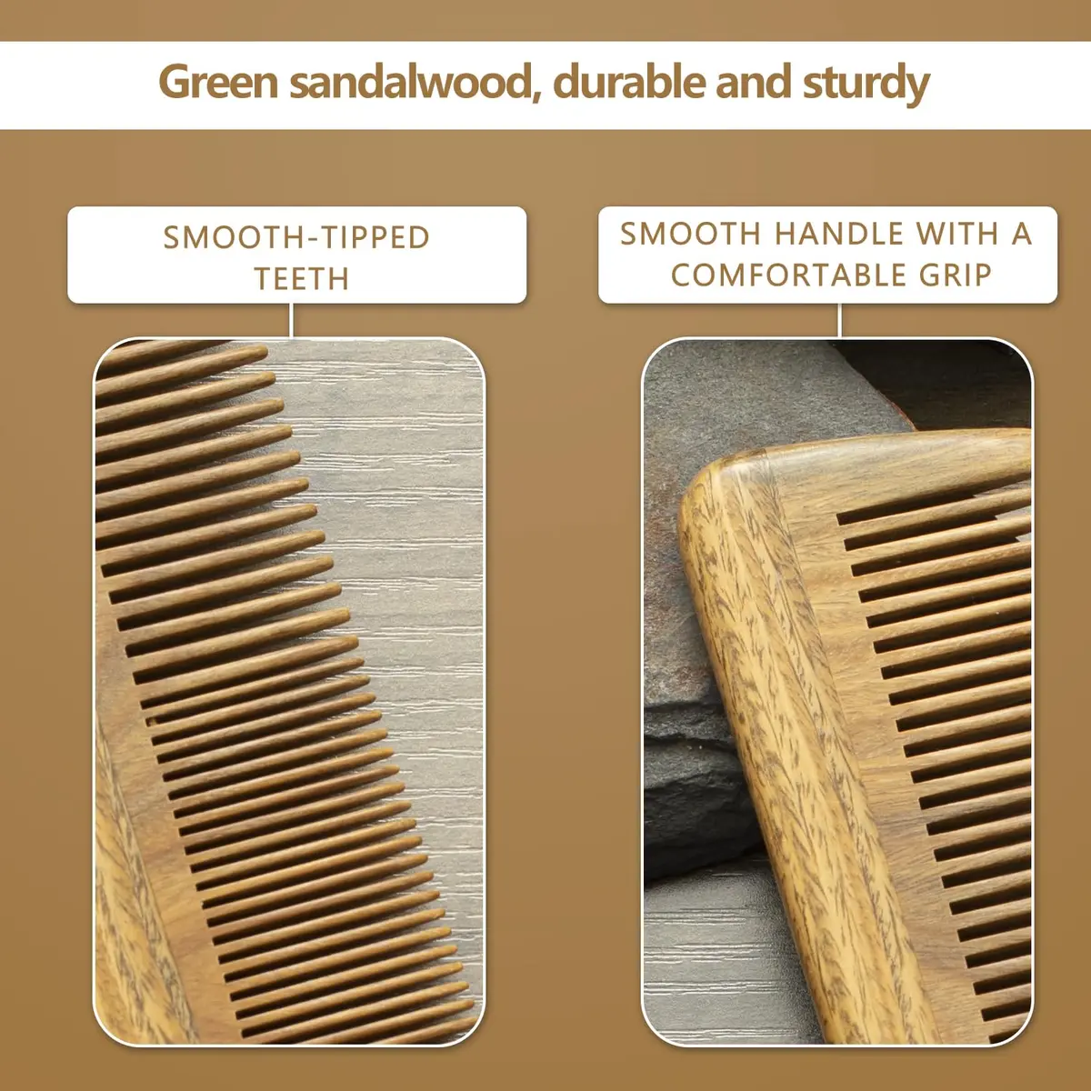 Onedor Wooden Comb Personalized Sandalwood Comb for Men | Anti-Static, Handcrafted, Compact with Leather Case - view 4