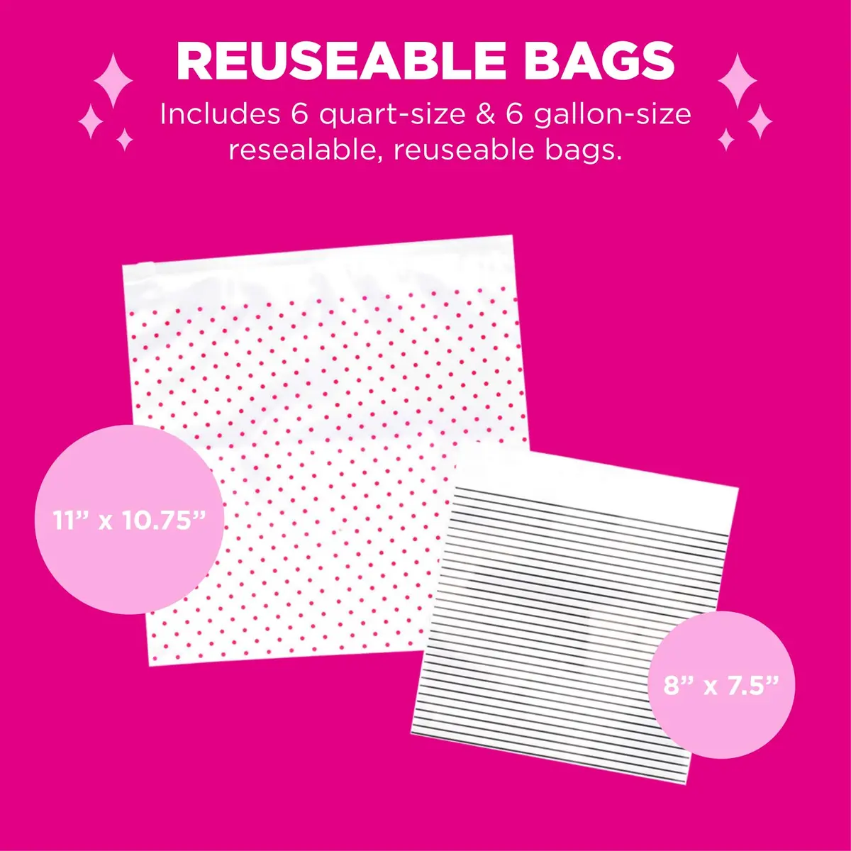 MIAMICA Dots & Stripes Cosmetic Case 12 Pack | Stylish Travel Organizer with Zipper Closure - view 2