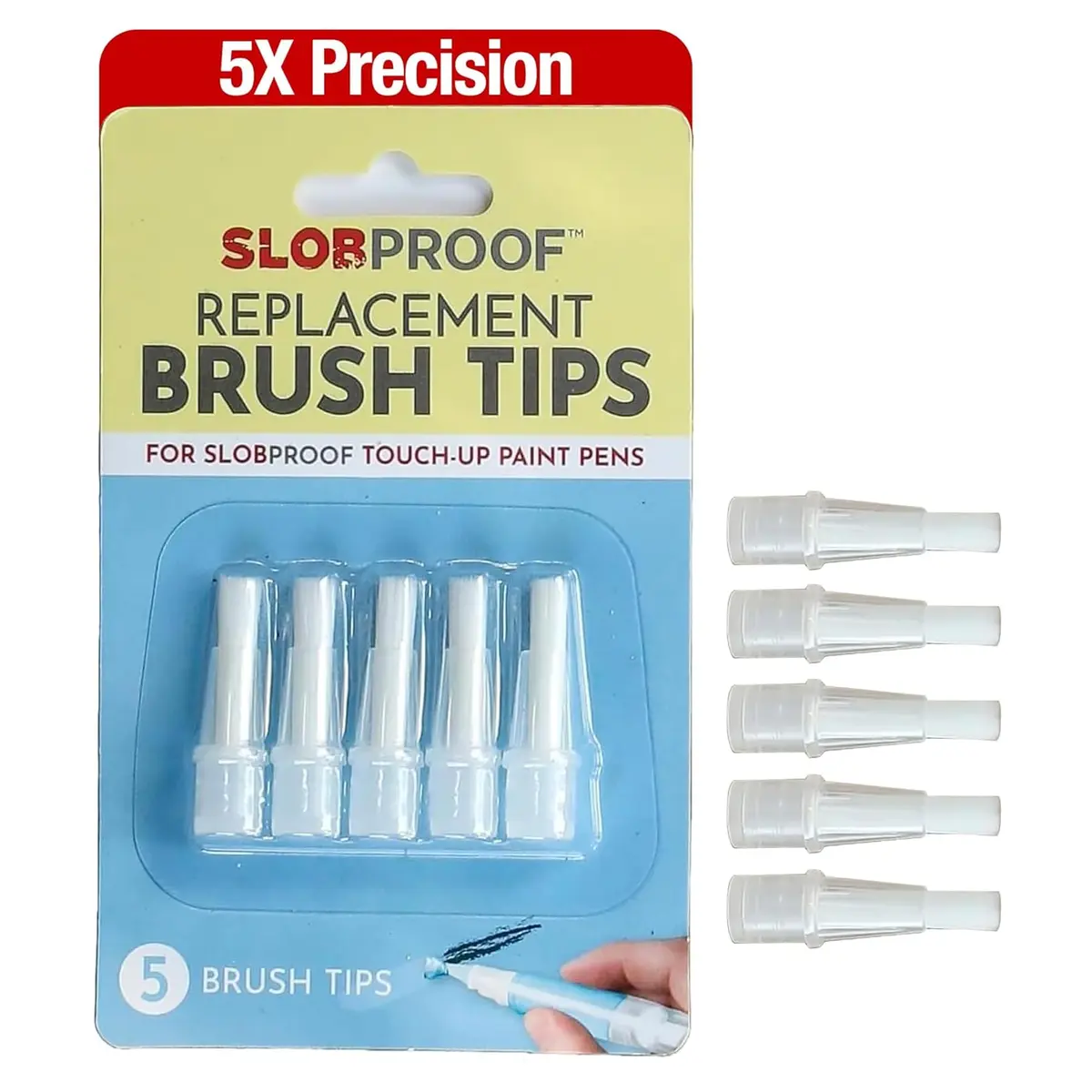 Slobproof Replacement Brush Tips for Refillable Touch-Up Paint Pens | Precision, Durable & Reusable (70-120 chars) - main product image