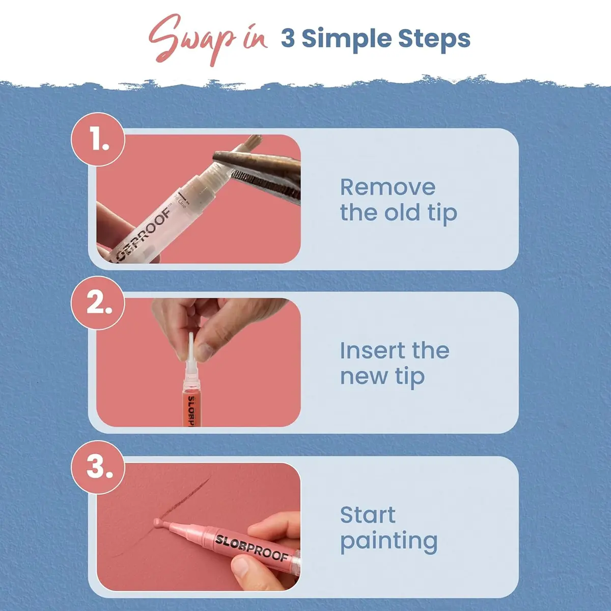 Slobproof Replacement Brush Tips for Refillable Touch-Up Paint Pens | Precision, Durable & Reusable (70-120 chars) - view 5