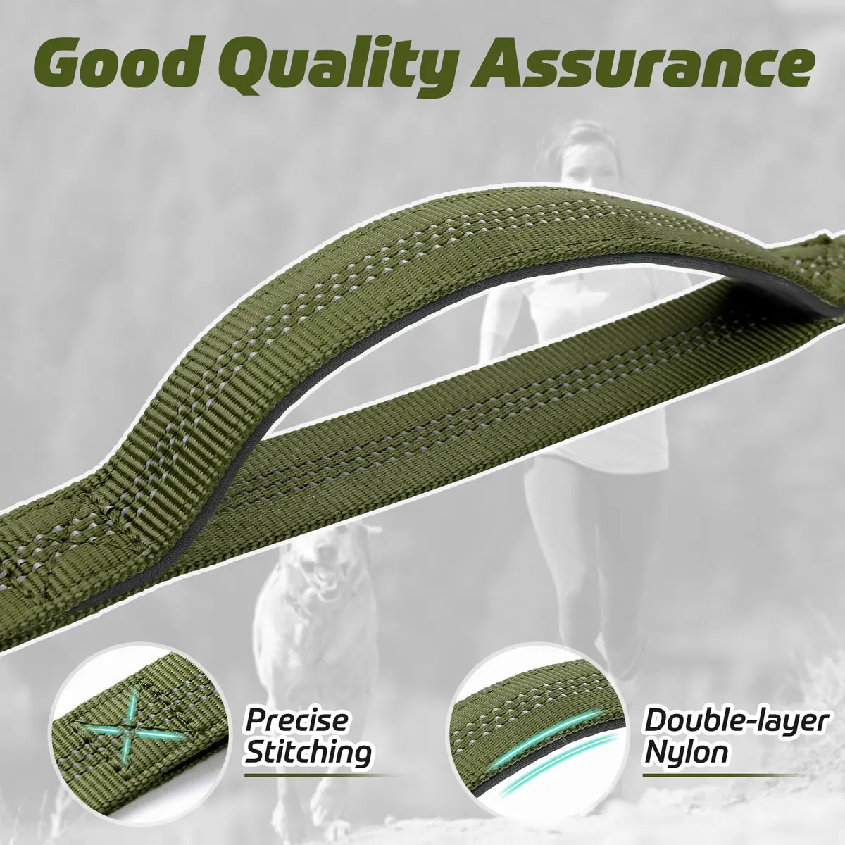 rabbitgoo Tactical Dog Leash, Heavy Duty Training Bungee Lead | 5.2ft, Reflective, Shock-Absorbing - view 5