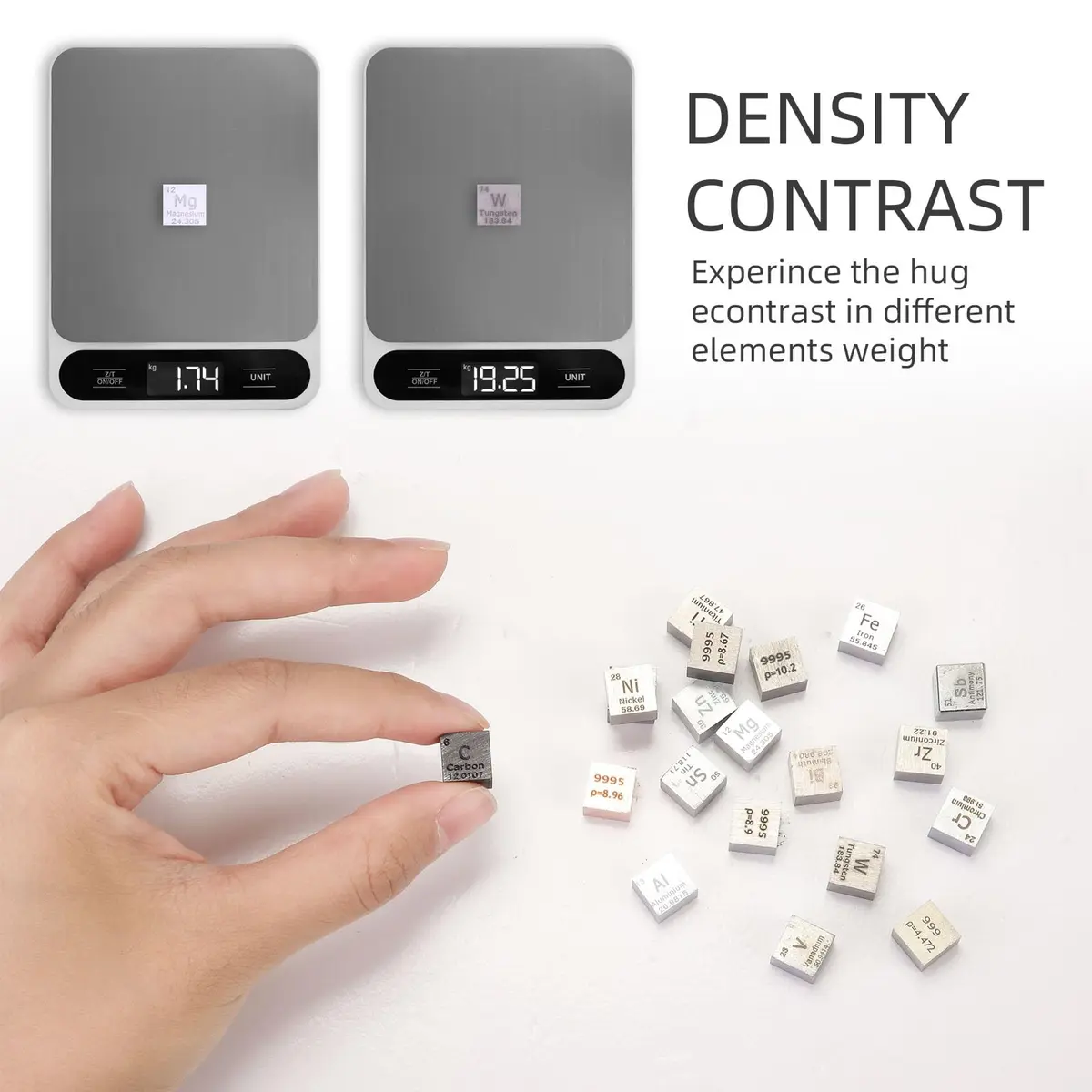 Gisafai 20 Pcs Element Cube Set 10mm (0.39 Inches) | Periodic Table of Elements, Tungsten, Copper, Iron, Cobalt, Niobium, Tin, Molybdenum - view 4