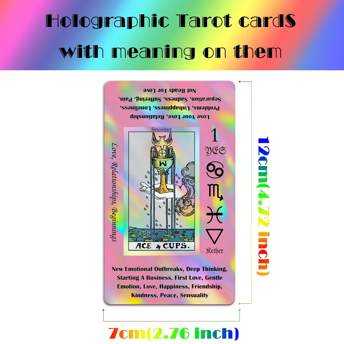 Smoostart Holographic Pink Tarot Cards for Beginners with Meanings on Them | Detailed Guide & Elegant Design - view 6