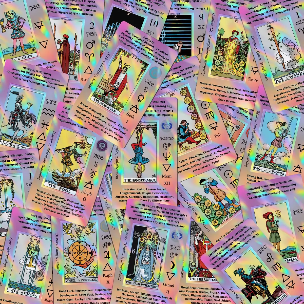 Smoostart Holographic Pink Tarot Cards for Beginners with Meanings on Them | Detailed Guide & Elegant Design - view 7